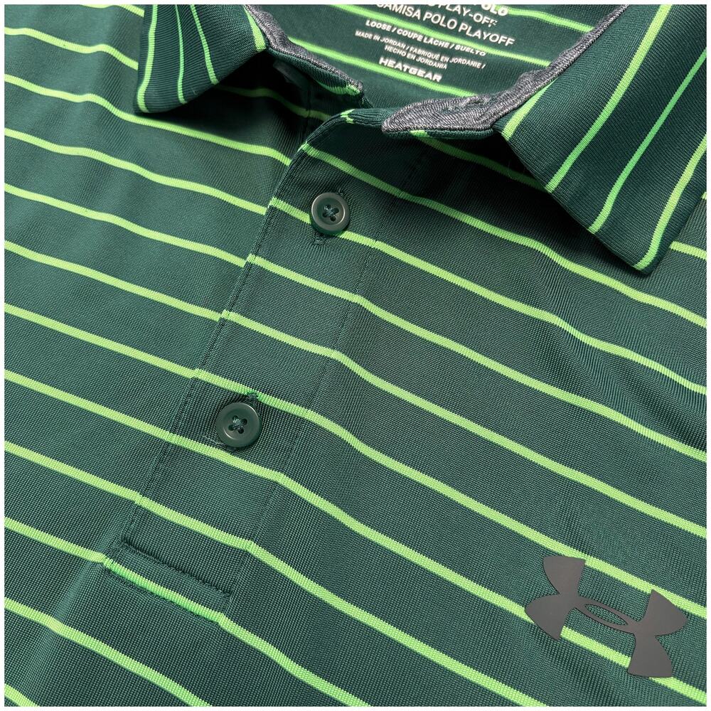 Masters Green Under Armour Striped Polo Shirt EUC